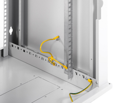 Шкаф коммутационный ЦМО ШРН-ЭКОНОМ (ШРН-Э-18.500.1) настенный 18U 600x520мм пер.дв.металл направл.под закл.гайки 75кг серый 470мм 26.82кг 180град. 878мм IP20 сталь
