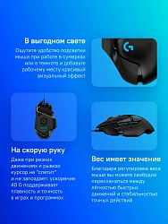 Мышь Logitech G502 Hero черный оптическая 25600dpi USB для ноутбука 9but (910-005474)