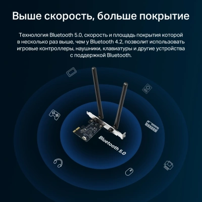 Сетевой адаптер Wi-Fi + Bluetooth Mercusys MA30E AC1200 PCI Express (ант.внеш.несъем.) 2ант.