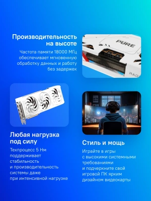 Видеокарта Sapphire PCI-E 4.0 11335-03-20G PURE RX 7700 XT GAMING OC AMD Radeon RX 7700XT 12Gb 192bit GDDR6 2226/18000 HDMIx2 DPx2 HDCP Ret