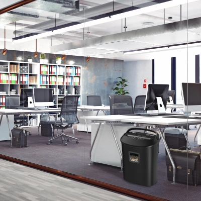 Шредер Cactus CS-SH-P8 черный (секр.P-4) фрагменты 12лист. 25лтр. скрепки скобы пл.карты CD