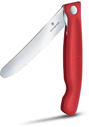 Нож кухонный Victorinox Swiss Classic 6.7831.FC1 стальной столовый лезв.110мм серрейт. заточка красный карт.коробка