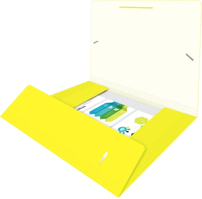 Папка на резинке Бюрократ Double Neon DNE510YEL A4 пластик кор.30мм 0.5мм желтый