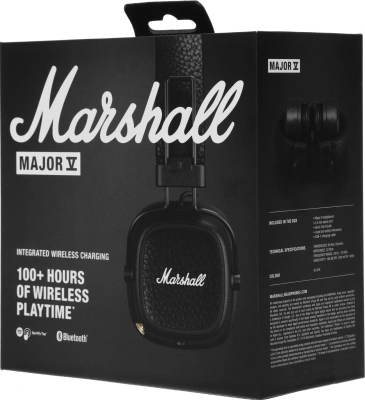 Гарнитура накладные Marshall Major V черный беспроводные bluetooth оголовье (MAJOR V BLACK)