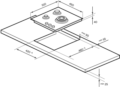 Газовая варочная поверхность Lex GVG 434 BBL черный