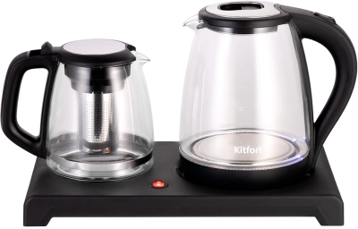 Чайный набор Kitfort КТ-6179 2л. 1500Вт черный корпус: стекло/пластик