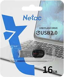 Флеш Диск Netac 16Gb UM2 NT03UM2N-016G-20BK USB2.0 серебристый/черный
