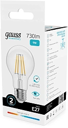 Лампа филам. Gauss Filament 9Вт цок.:E27 груша 220B св.свеч.бел.нейт. (упак.:10шт) (22229)