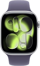 Смарт-часы Apple Watch Series 11 A3331 42мм OLED корп.серебристый Sport Band рем.фиолетовый разм.брасл.:M/L (MEU74AF/A)