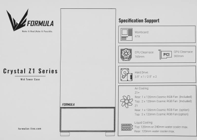 Корпус Formula Crystal Z1 PLUS черный без БП ATX 2x120mm 2xUSB2.0 1xUSB3.0 audio bott PSU