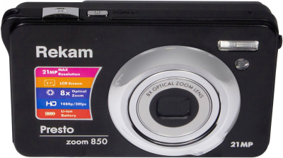 Фотоаппарат Rekam Presto zoom 850 bl черный 21Mpix 2.7" 1080p SDHC/MMC CMOS IS el/Li-Ion
