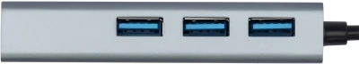 Разветвитель USB-C + USB-A Digma DHUB-LAN-4port 4порт. серебристый