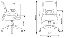 Кресло Бюрократ CH-W695NLT темно-серый TW-04 TW-12 сетка/ткань крестов. пластик пластик белый