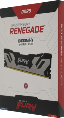 Память DDR5 2x32GB 6400MHz Kingston KF564C32RSK2-64 Fury Renegade Silver XMP RTL Gaming PC5-51200 CL32 DIMM 288-pin 1.4В kit dual rank с радиатором Ret