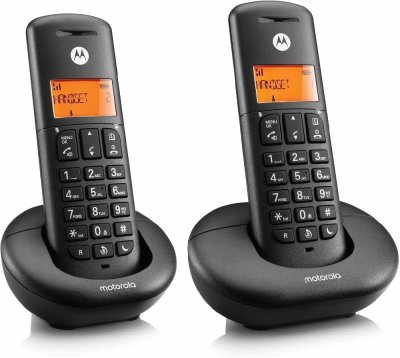 Р/Телефон Dect Motorola E202 черный (труб. в компл.:2шт) АОН