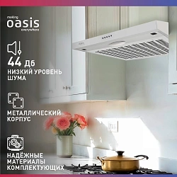 Вытяжка козырьковая Oasis PO-60W белый управление: кнопочное (1 мотор)