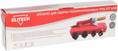 Сварочный аппарат для пластиковых труб Elitech СПТ 1000 1кВт Тмакс.:300 парн.насад. (кейс в компл.) (E1704.002.00)