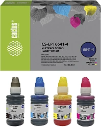 Чернила Cactus CS-EPT6641-4 T664 многоцветный набор 4x100мл для Epson L100/L110/L120/L132/L200/L210/L222/L300/L312/L350/L355/L362/L366/L456/L550/L555/L566/L1300