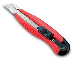 Нож канцелярский Kw-Trio 03713red шир.лез.18мм усиленный 2 сменных лезвия металл красный блистер