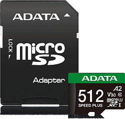 Флеш карта microSDXC 512GB A-Data UD512GUI3V30A2SP-RA1 Speed Plus + adapter
