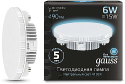 Лампа светодиодная Gauss GX53 6Вт цок.:GX53 таблетка 220B св.свеч.бел.нейт. (упак.:10шт) (108008206)
