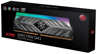 Память DDR4 8GB 3200MHz A-Data AX4U32008G16A-ST41 XPG Spectrix D41 RGB RTL Gaming PC4-25600 CL16 DIMM 288-pin 1.35В с радиатором Ret