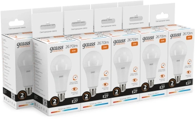 Лампа светодиодная Gauss Globe Elementary 35Вт цок.:E27 груша 220B св.свеч.бел.теп. А67 (упак.:10шт) (70215)