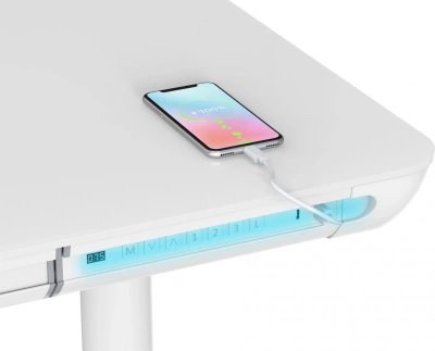 Стол для компьютера Cactus CS-EGD-WT-LED с электроприводом и подстветкой столешница закаленное стекло белый каркас белый 120x72x60см (CS-EGD-WT-LED)