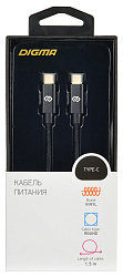 Кабель Digma Power Delivery 100W USB Type-C (m)-USB Type-C (m) 1.5м черный