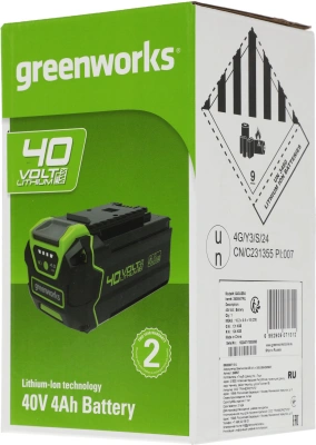 Батарея аккумуляторная Greenworks G40USB4 40В 4Ач Li-Ion (2939507)