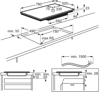 Индукционная варочная поверхность Electrolux EIV83443CT черный