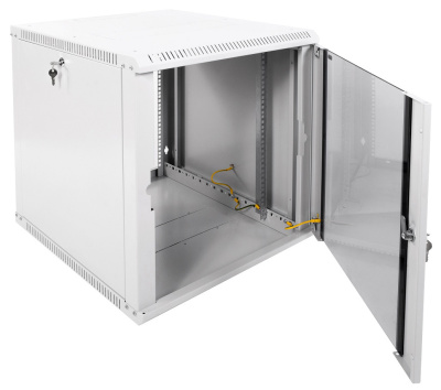Шкаф коммутационный ЦМО ШРН-ЭКОНОМ (ШРН-Э-12.650) настенный 12U 600x650мм пер.дв.стекл 65кг серый 600мм 23.9кг 180град. 608мм