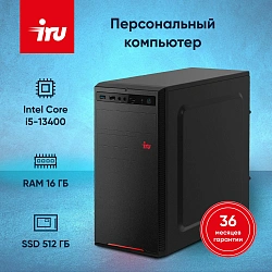 ПК IRU Home 310H6SE MT i5 13400 (2.5) 16Gb SSD512Gb UHDG 730 FreeDOS GbitEth 400W черный (RUS) (2032028)
