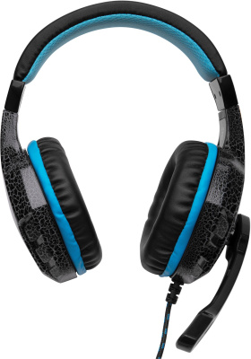 Наушники с микрофоном Оклик HS-L400G ZEUS черный/синий 2.2м мониторные оголовье (359480)