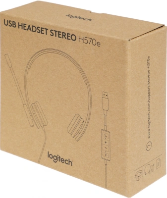 Наушники с микрофоном Logitech H570e черный 1.9м накладные USB оголовье (981-000575)