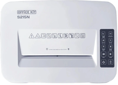 Шредер Office Kit S215N 3,9x38 белый (секр.P-4) фрагменты 22лист. 35лтр. скрепки скобы пл.карты CD