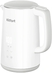 Чайник электрический Kitfort КТ-6718 1.5л. 2200Вт белый/серый корпус: металл/пластик