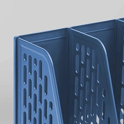 Лоток вертикальный Deli E9849 BLUE 4отд. сборный для бумаг 325x320x275мм синий пластик пластиковый пакет