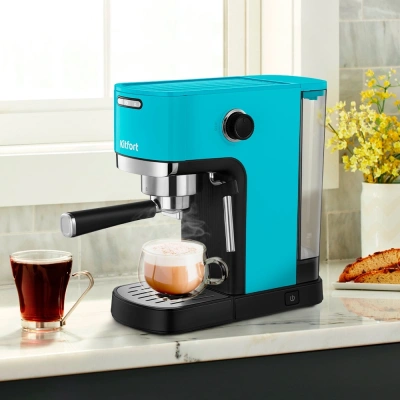 Кофеварка рожковая Kitfort КТ-7461 1350Вт бирюзовый/черный