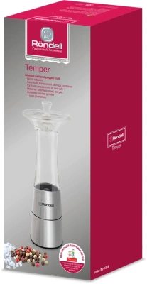Мельница для перца/соли Rondell Temper RD-1318 стальной упак.:подарочная коробка