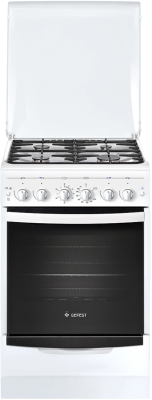 Плита Комбинированная Gefest ПГЭ 5101-02 белый/черный (металлическая крышка) реш.чугун