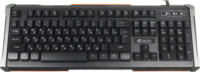 Клавиатура Оклик 717G BLACK DEATH черный/оранжевый USB Multimedia for gamer LED (476395)