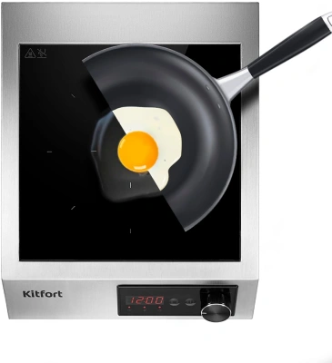 Плита Индукционная Kitfort КТ-142 серебристый/черный стеклокерамика (настольная)