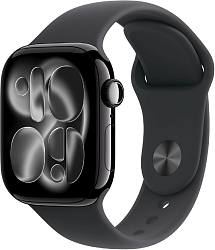 Смарт-часы Apple Watch Series 11 A3333 46мм OLED корп.черный Sport Band рем.черный разм.брасл.:160-210мм (MEUX4ZP/A)