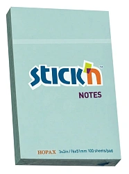 Блок самоклеящийся бумажный Stick`n 21146 51x76мм 100лист. 70г/м2 пастель голубой