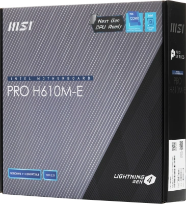 Материнская плата MSI PRO H610M-E Soc-1700 Intel H610 2xDDR5 mATX AC`97 8ch(7.1) GbLAN+VGA+HDMI