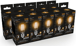 Лампа светодиодная Gauss Filament 102902112 12Вт цок.:E27 груша 185B св.свеч.бел.теп. грушевидная (упак.:1шт)