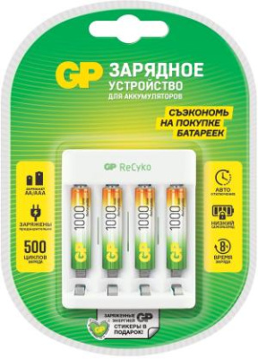 Зарядное устройство GP Rechargeable E411/100AAAHCCS-2CR1 AA/AAA NiMH 1000mAh (4шт) блистер