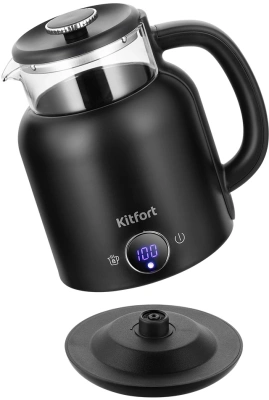 Чайник электрический Kitfort КТ-6725 1.5л. 1200Вт черный корпус: пластик/стекло