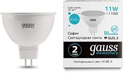 Лампа светодиодная Gauss Elementary 13521 11Вт цок.:GU5.3 софит 180B св.свеч.бел.нейт. MR16 (упак.:1шт)